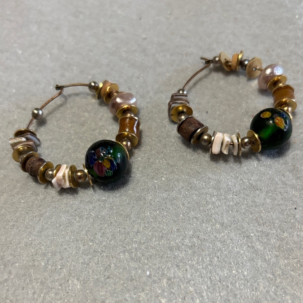 Trendy Multicolor Beaded Hoop Earrings